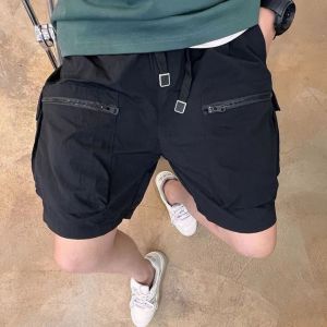 Mens Multi Pocket Cargo Pants Seluar Pendek Cargo Lelaki Berpocket Straight Cut Material Nylon 男生工装短裤