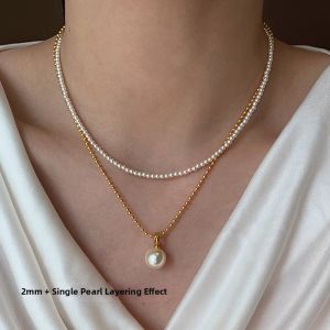 CAFFTI | French Style Small Pearl Pendant Necklace