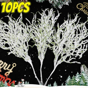 Dizoey 1-10PCS Large White Pine Needles Artificial Branch Christmas Tree Ornaments DIY Wreath Plants Decoration New Year Party Supplies