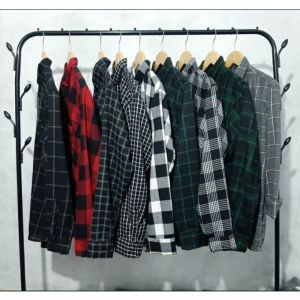 Kemeja Kotak Kotak Pria Lengan Panjang Baju Hem panel Dewasa Cowok Distro Terbaru