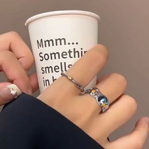 【Bestella✨COD】Dopamin Cincin Bunga Berwarna-warni Terbuka Cincin Pelangi High-End Wanita Cincin Adjustable