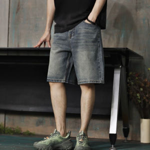 Straight Casual Mens Shorts Washed Vintage Dark Blue