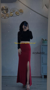 Chân váy đuôi cá xẻ trước dáng dài Kvy C2 chất cotton nhập mịn dày dặn co giãn tốt thích hợp mặc đi tiệc đi làm đi chơi