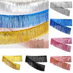 30x300CM Party Backdrop Foil Fringe Garland Metallic Tinsel Streamers Banner Hanging for Birthday Wedding Christmas Decorations