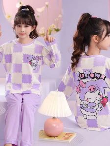 ชุดนอนเด็กผู้หญิงผ้าฝ้ายแท้แขนยาว กางเกงขายาว ชุดนอนฤดูใบไม้ผลิและฤดูใบไม้ร่วง ชุดนอนเด็กผู้หญิง ชุดนอนฤดูใบไม้ร่วง ชุดนอนฤดูหนาว