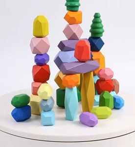 Đồ Chơi Xếp Viên Đá Lên Nhau Cân Bằng Cho Bé Có Túi Bảo Quản Loại 28 Và 38 Viên Gỗ Cao Cấp