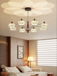 PARSA | French Retro Crystal Multi-Head Chandelier Full Spectrum Eye-Protection Atmosphere Lamp