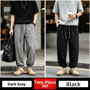 YASHENQISHI | Mens Summer Linen Loose-fit Ankle-length Casual Pants