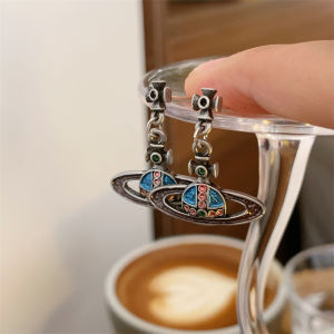 Elegant Vintage Style Enamel Earrings Fashionable Small Batch Design Alloy Gold Plated Star Moon Cloud Universe Theme for Women