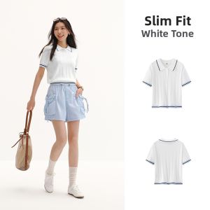 Semir | Summer Short Style Polo Collar Cable Knit Sweater