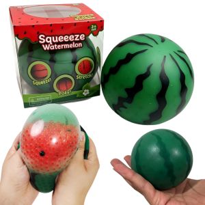 Trending Simulated Fruit Watermelon Water Bead Stress Ball Portable Hand Squeeze Squishy Fidget Toy Daily Relax Blind Box Gift
