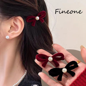 เครื่องประดับผมผู้หญิง กิ๊บหนีบ ผมทำจากผ้า - โบว์ผูกโบว์ประดับมูกกำไลกำมะหยี่วินเทจ 1ชิ้นกิ๊ฟติดผม