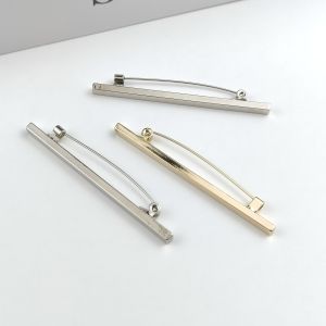 Elegant Long Metal Pin Brooch Womens High-End Luxury Fashionable Suit Coat Pin Trendy Simple Style Alloy Silver Gold Plated