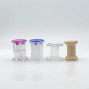 Bimoo 4pcs Fly Tying Empty Standard Bobbin Spools Thread Spool W/ Buckle Cap High Polymer Material Fly Fishing Tackle Tool