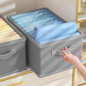 53L Clothes Storage Box Waterproof Jeans Storage Bins Clothing Drawer Wardrobe Organizer Foldable Organization Basket