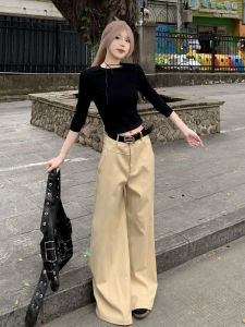 Quần Ống Đứng Màu Kaki Rộng Rãi Cho Nữ Quần Dài Công Sở Quần Ống Rộng Quần Dài Thường Ngày Quần Dài Thoải Mái Quần Dài Mùa Hè