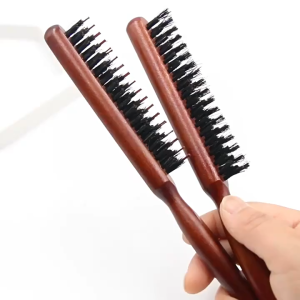 Solid Wooden 3 Row Hair Brush Hair Partition Comb Coiled Hair Pointed Tail Comb Styling Comb