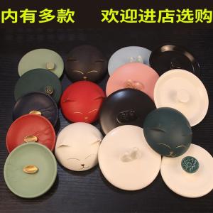 Gold-Decorated Ceramic Tea Cup Lid Creative Cute Cartoon Cat Design No-Hole Frosted Surface for Brewing Tea Thick Clay Material
