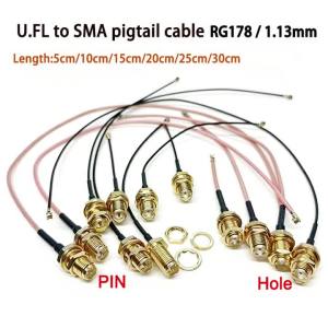 U.FL to SMA Pigtail Cable RG178 1.13mm RF Coaxial Jumper for PCB WiFi 4G Antenna 5-30cm
