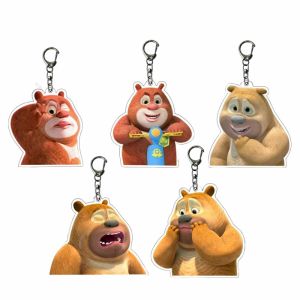 Creative Bear Big And Bear Two Keychain Cute Emotion Package Mobile Phone Student Backpack Doll Pendant Gift Acrylic Material