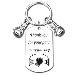 1pc Boxer Keychain "Thank You for Your Part in My Journey" with 2 Mini Metal Boxing Gloves Gift for Boxing Coach Club Friend