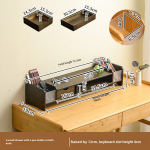 Computer Riser Desktop Monitor Shelf Office Desktop Station Storage Drawer Base Bamboo Bracket