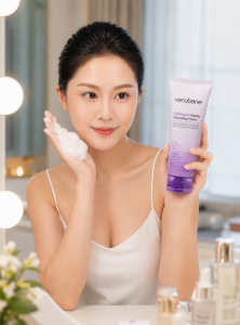 Sữa Rửa Mặt Collagen Verobene Tạo Bọt Mịn Làm Sạch Bã Nhờn Cấp Ẩm Cho Da Nhạy Cảm 150ml