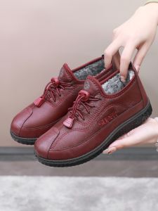 New Old Beijing Cloth Shoes Womens Cotton Shoes Winter Fleece Warm Mid-Aged And Elderly Short Boots Anti-Slip Elderly Shoes
