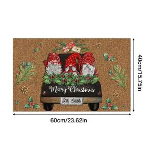 VIKAMA Rustic Christmas Gnome Welcome Mat Tomte Gnomes with Gifts Doormat Front Porch Entry Rug Xmas Holiday Home Decor