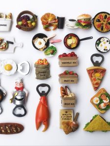 อ่อนโยน แม่เหล็กตู้เย็นอาหาร Creative 3d ส่วนบุคคลหินแม่เหล็กผลไม้ขนมปัง Stick Attraction บ้านสติกเกอร์ตกแต่ง