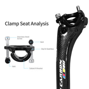 3K Glossy Carbon Fiber Seatpost for Mountain Bike Double Spike 27.2mm 30.8mm 31.6mm Diameter 350mm 400mm Bike Accessories