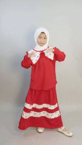 CARLINA Setelan Cherry Belova Baju dan Rok Panjang Set Anak Perempuan