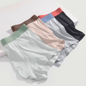New Modal Solid Color Seamless Mens Underwear Multi-Color Mid-Waist Breathable Boxer Shorts Flat Angle Pants Summer 2024