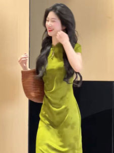 New Chinese Style Cheongsam Long Dress Zen Style National Trend Improved Qipao Dress for Early Summer City Commuting Casual Wear