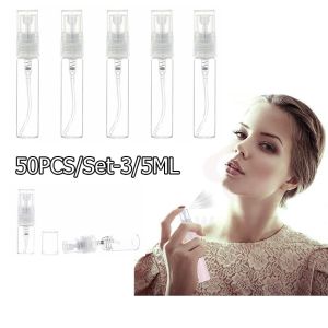 50PCS 3ml 5ml Portable Mini Refillable Small Sample Perfume Plastic Bottle Perfume Atomizer Pump Spray Empty Bottles
