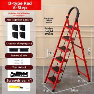 Indoor Foldable and Extensible A-frame Ladder Steel