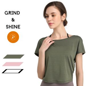 Premium yoga top/gym shirt and exercise top vest for women by Grind and Shine