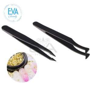 Nhíp Nhựa Đen Chống Tĩnh Điện Mũi Nhọn Đầu Cong / Đầu Thẳng Gắp Linh Kiện Plastic Point Tweezer