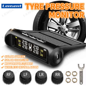 Lensent tpms ô tô báo động áp suất lốp hệ thống giám sát sạc năng lượng mặt trời áp suất xe hệ thống báo động an ninh cho xe ô tô + 4 bộ cảm biến bên ngoài màn hình lcd