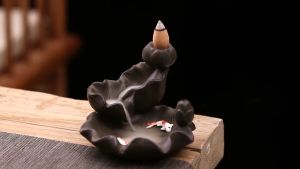 เชิงวางกำยาน ลายปลาคาร์ฟ น้ำตกควันไหล กำยานธิเบต ควันน้ำตก แถมกำยาน20ดอก