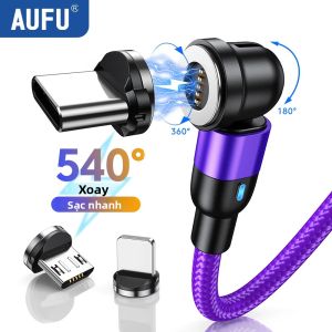 Cáp Sạc Nhanh Từ Tính Xoay 360 Độ AUFU 540 Type-C Dành Cho iPhone 16 POCO Redmi Xiaomi - Dây Sạc Từ Tính Cáp Dữ Liệu Micro USB