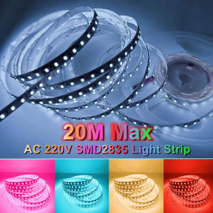 AC220V Colorful SMD2835 20m LED Strip Home TV Background Staircase Decoration Flexible Lamp Strip with Adhesive Backing 120LED/m