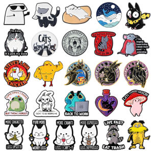 Cartoon Anime Character Enamel Pins Ranma 1/2 Pig Steves Lava Chicken Cute Cat Frog Raccoon Brooches Lapel Badge Jewelry Gifts