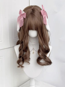 Long Brown Honey Tea Colored Roman Curl Wig for Women 60cm Full Head Cover Lolita Long Curl Wig for Daily Use Cosplay