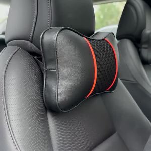 Car universal seat headrest double side PU leather neck memory pillow head support protector cushion auto travel accessories