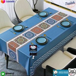 Taplak Meja Makan Waterproof Tahan Air(BAHAN TEBAL)Premium PVC/Mudah di bersihkan/140cmx180cm