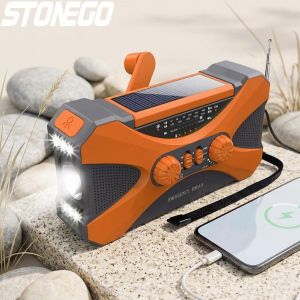 Multifunctional 10000mAh Solar Crank Radio AM FM NOAA Weather Alert Dual Stereo Speakers Phone Charger LED Torch SOS Alarm