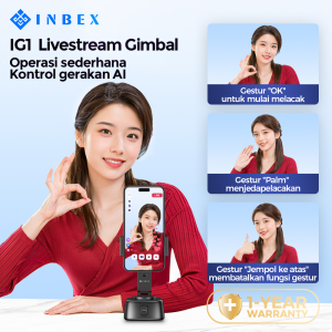 INBEX IG1 Gimbal AI Face Tracking+2.1m tripod kit Livestream Stabilizer Auto 360° Dengan Fungsi Powerbank Kontrol Gerakan HP Gimbal