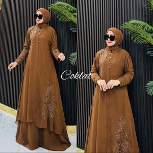 nessa Abaya Set OUTER  BOLDIR Aplikasi swarosky PREMIUM
