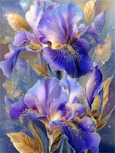 HUACAN 5D Diamond Painting Iris Flower Mosaic Handmade Full Square Round Drill Home Wall Art Decoration